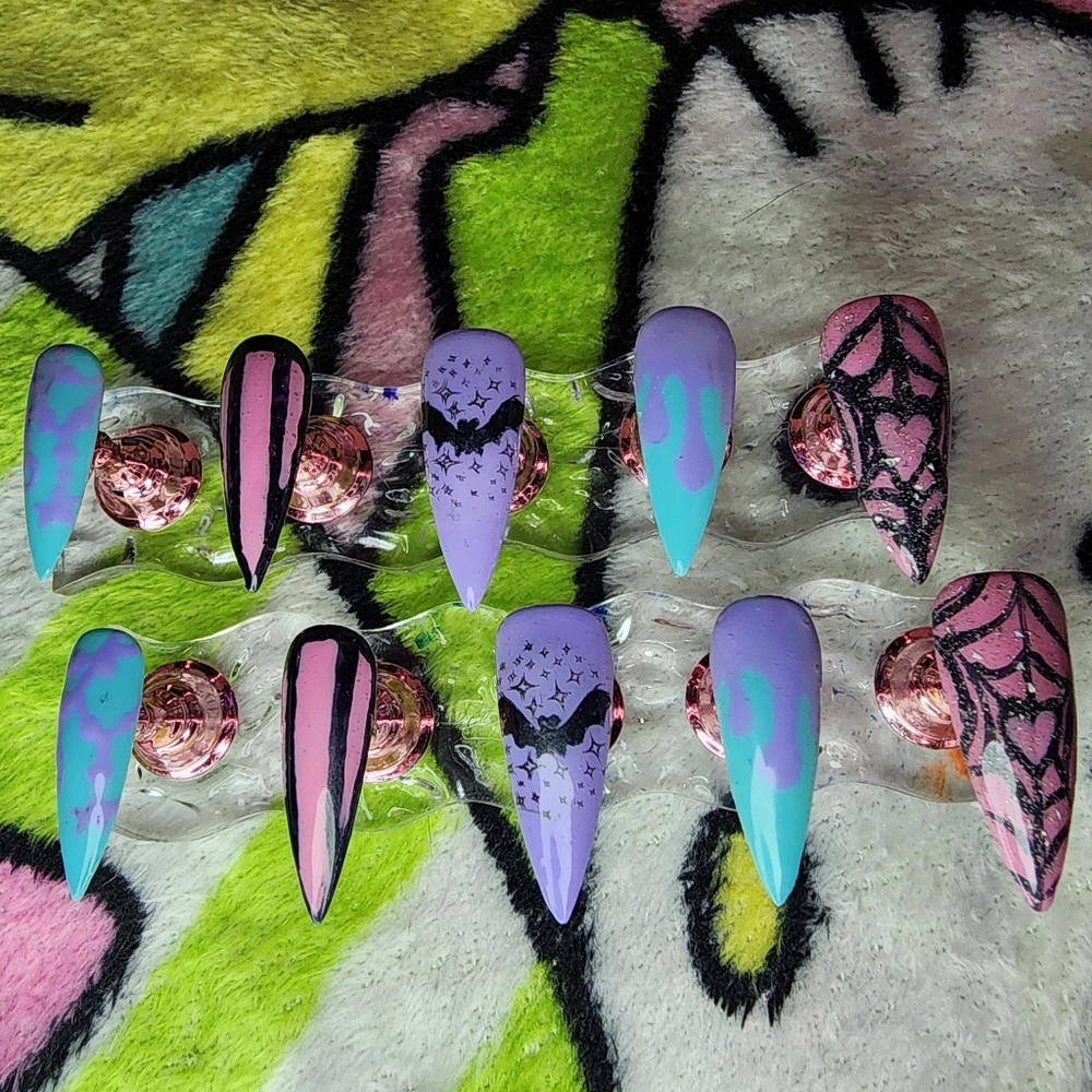 Colorful Halloween Press-On Nails